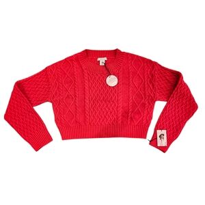 Sincerely Jules Vibrant Red Cable Knit Sweater